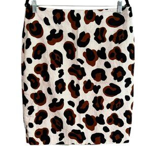 Women's Talbots Leopard Print Cotton Jacquard‎  Knee Length Skirt Size 12